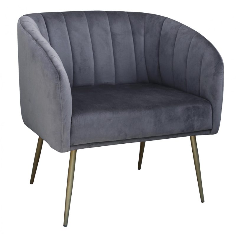 Wingfield Velvet Sofa 1S Grey with Gold Metal Legs