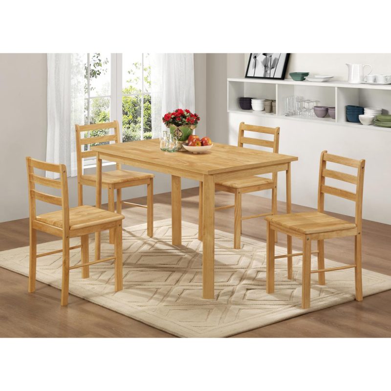 York Medium Dining Set with 4 Chairs Natural Oak