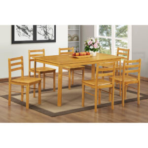 York Large Dining Set with 6 Chairs Natural Oak