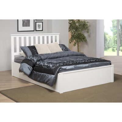Zoe Storage Double Bed Solid Rubberwood White - Image 2