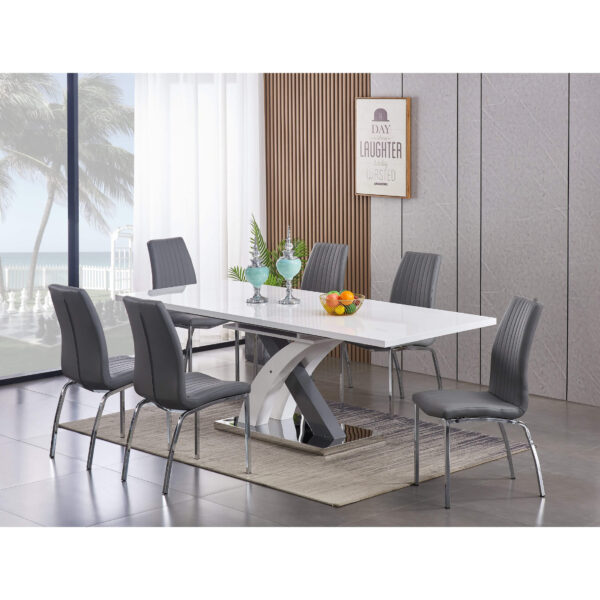 Zurich Extending Dining Table High Gloss White & Grey
