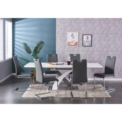 Zurich PU Chairs Chrome & Grey (2s) - Image 2