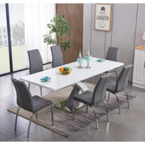 Zurich PU Chairs Chrome & Grey (2s)