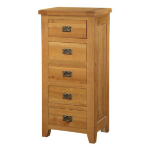 Acorn Solid Oak Chest 5 Drawer Narrow