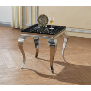 Arriana Marble Lamp Table with Stainless Steel Base