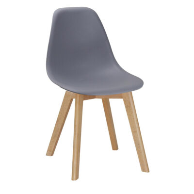 Belgium Plastic (PP) Chairs with Solid Beech Legs Grey