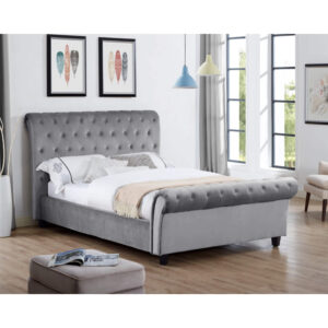 Casablanca (Serenity) Velvet King Size Bed Silver