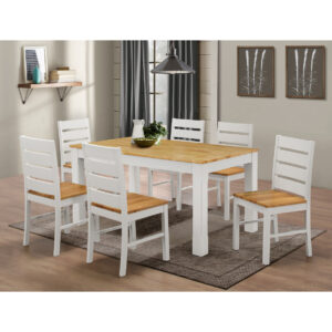 Fairmont White Dining Set with 6 Chairs Natural & White