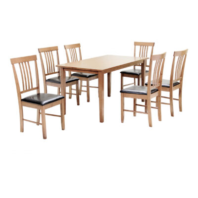 Massa Large Dining Set with 6 Chairs Oak