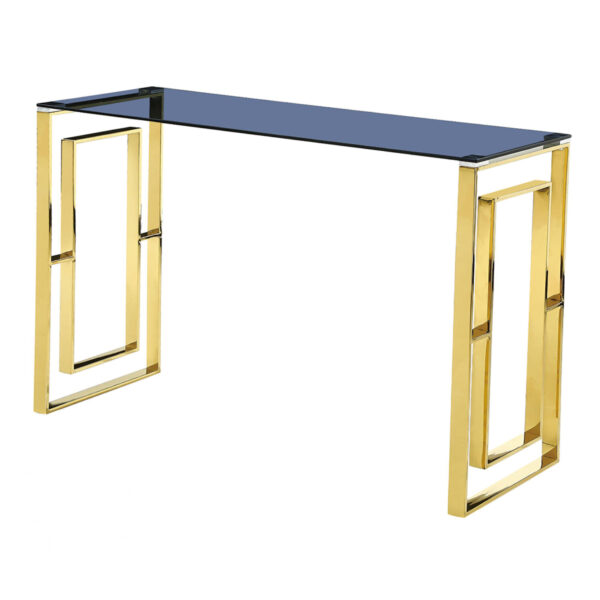 Memphis Gold Grey Glass Console Table