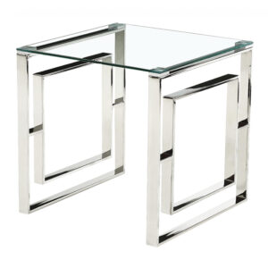 Memphis Silver Clear Glass Lamp Table