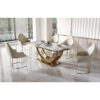 Midas PU Dining Chair Cream with Stainless Steel Legs Gold