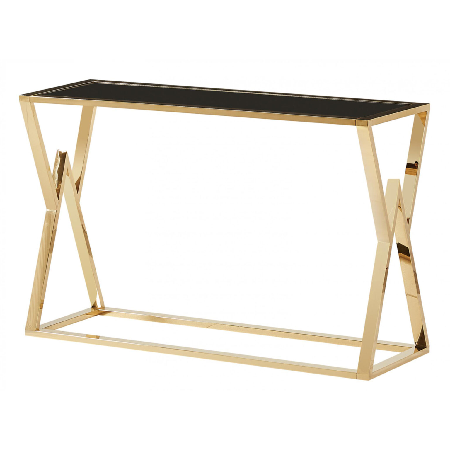 Mombasa Gold Black Glass Console Table Heartlands Furniture Wholesale Ltd