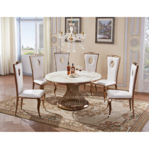 Pescara Marble Dining Table with Stainless Steel Base