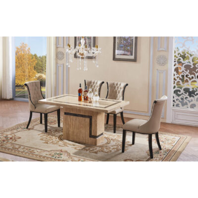 Potenza Dining Chair Wooden Leg & PU Cream - Image 2