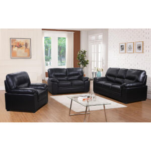 Rachel Sofa LeatherGel & PU 3 Seater Black