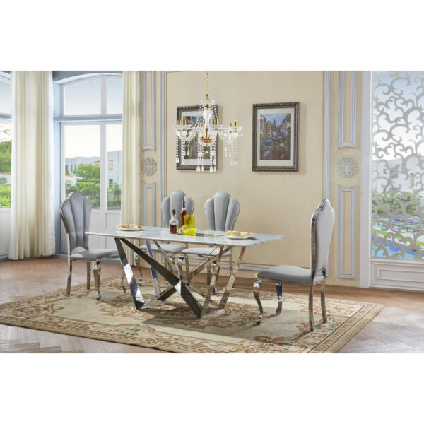 Sardinia Marble Dining Table with Stainless Steel Base