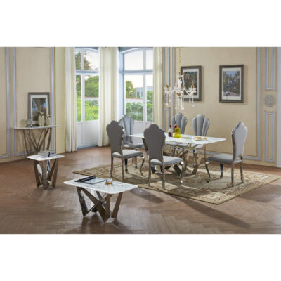 Sardinia Marble Lamp Table with Stainless Steel Base - Image 2