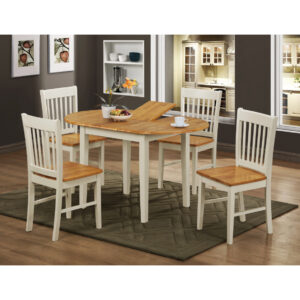 Stacey White Extending Dining Set with 4 Chairs Natural&White