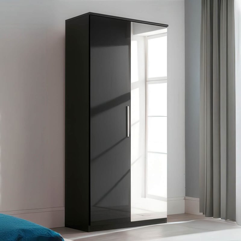 Topline Robe 2 Door with Mirror Black