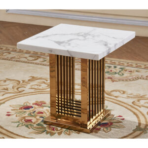 Tuscany Marble Lamp Table with Stainless Steel Base