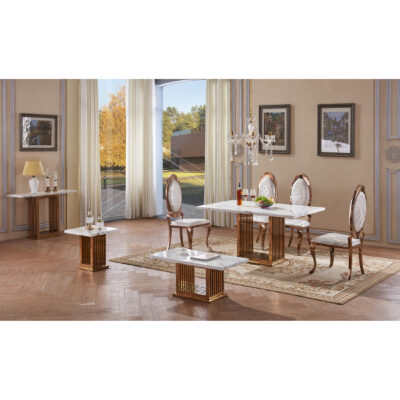 Tuscany Marble Console Table with Stainless Steel Base - Image 2