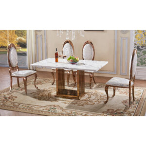 Tuscany Marble Dining Table with Stainless Steel Base