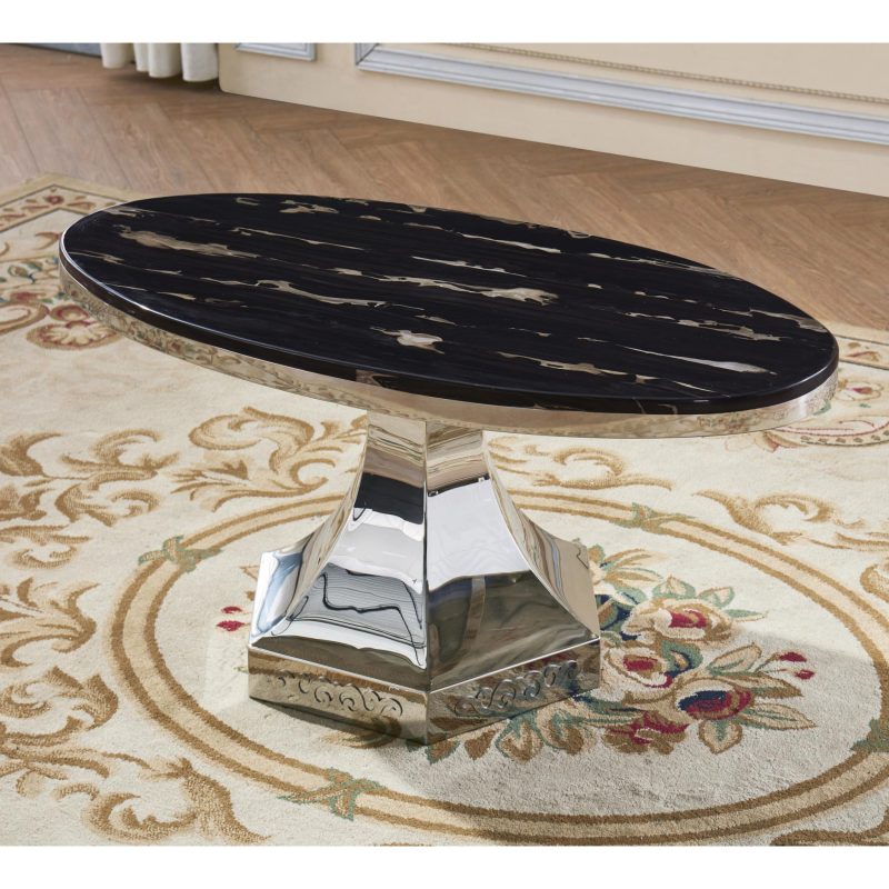 Vasto Marble Coffee Table with Stainless Steel Base
