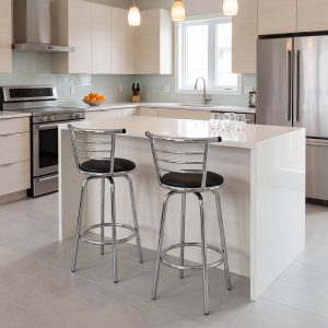 Bar Stool Chrome Swivel Wide Back
