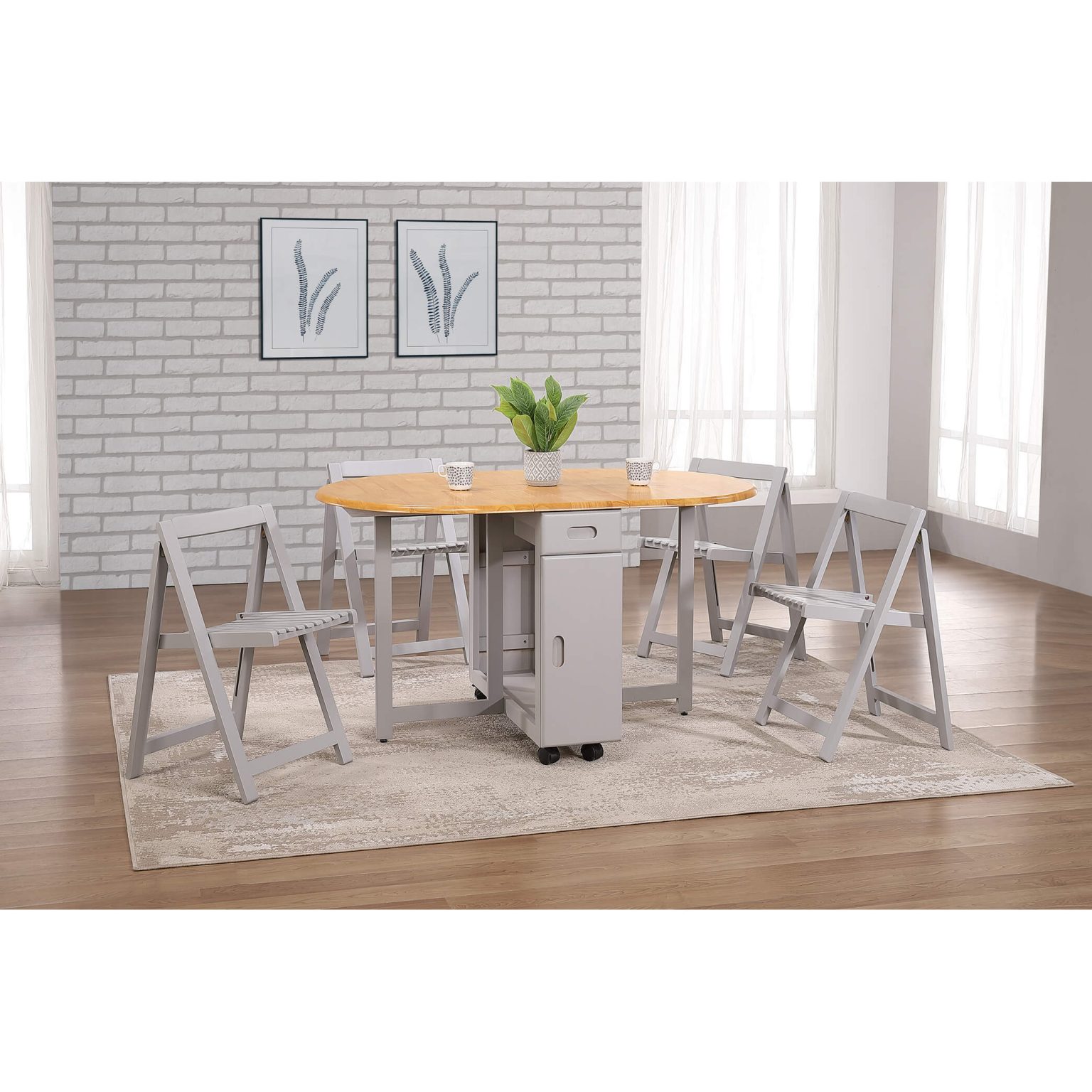 Butterfly Dining Set with 4 Chairs Oak & Grey Heartlands Furniture