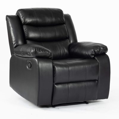 Turin Recliner Leather Aire 1 Seater Black - Image 2