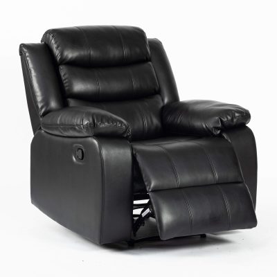 Turin Recliner Leather Aire 1 Seater Black - Image 3
