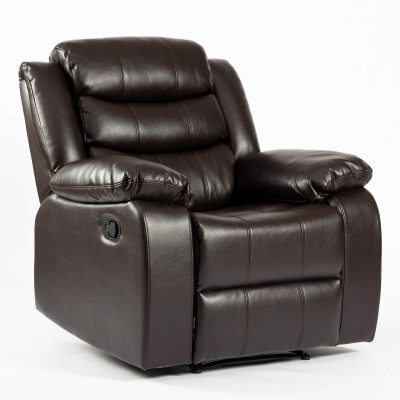Turin Recliner Leather Aire 1 Seater Brown - Image 2