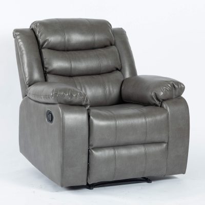 Turin Recliner Leather Aire 1 Seater Grey - Image 2