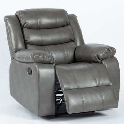 Turin Recliner Leather Aire 1 Seater Grey - Image 3