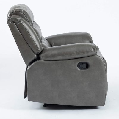 Turin Recliner Leather Aire 1 Seater Grey - Image 4