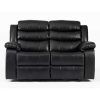 Turin Recliner Leather Aire 2 Seater Black