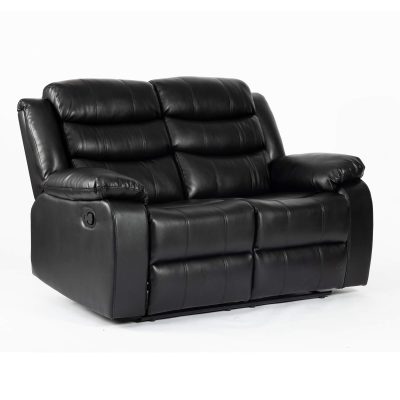 Turin Recliner Leather Aire 2 Seater Black - Image 2