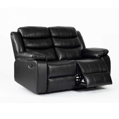 Turin Recliner Leather Aire 2 Seater Black - Image 3