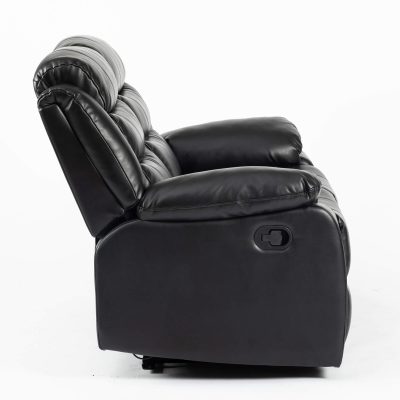 Turin Recliner Leather Aire 2 Seater Black - Image 4