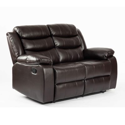Turin Recliner Leather Aire 2 Seater Brown - Image 2