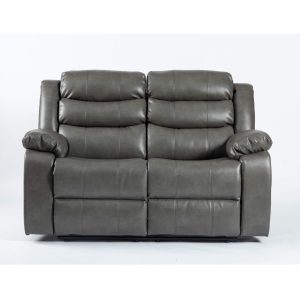 Turin Recliner Leather Aire 2 Seater Grey