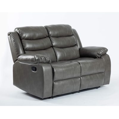 Turin Recliner Leather Aire 2 Seater Grey - Image 2