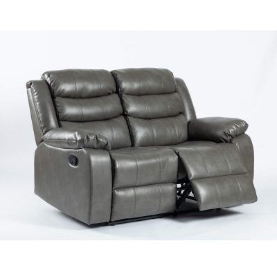 Turin Recliner Leather Aire 2 Seater Grey - Image 3