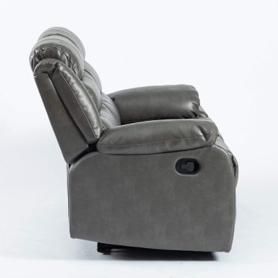 Turin Recliner Leather Aire 2 Seater Grey - Image 4