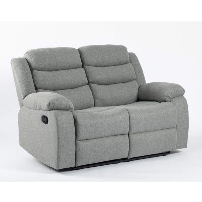 Turin Recliner Fabric 2 Seater Grey Light - Image 2