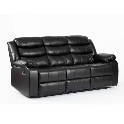 Turin Recliner Leather Aire 3 Seater Black - Image 2