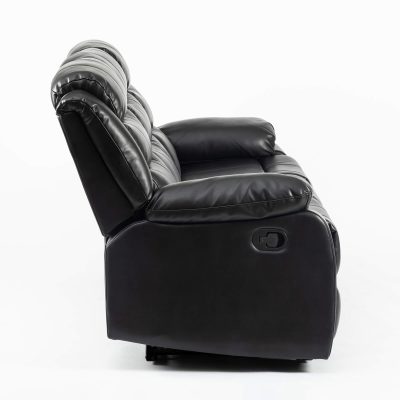 Turin Recliner Leather Aire 3 Seater Black - Image 4