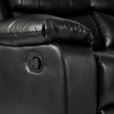 Turin Recliner Leather Aire 3 Seater Black - Image 5