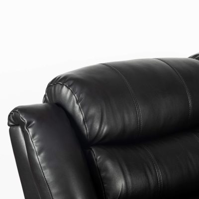 Turin Recliner Leather Aire 3 Seater Black - Image 6
